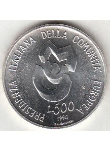 1990 - Lire 500 argento Italia Presidenza Italiana Unione Europea